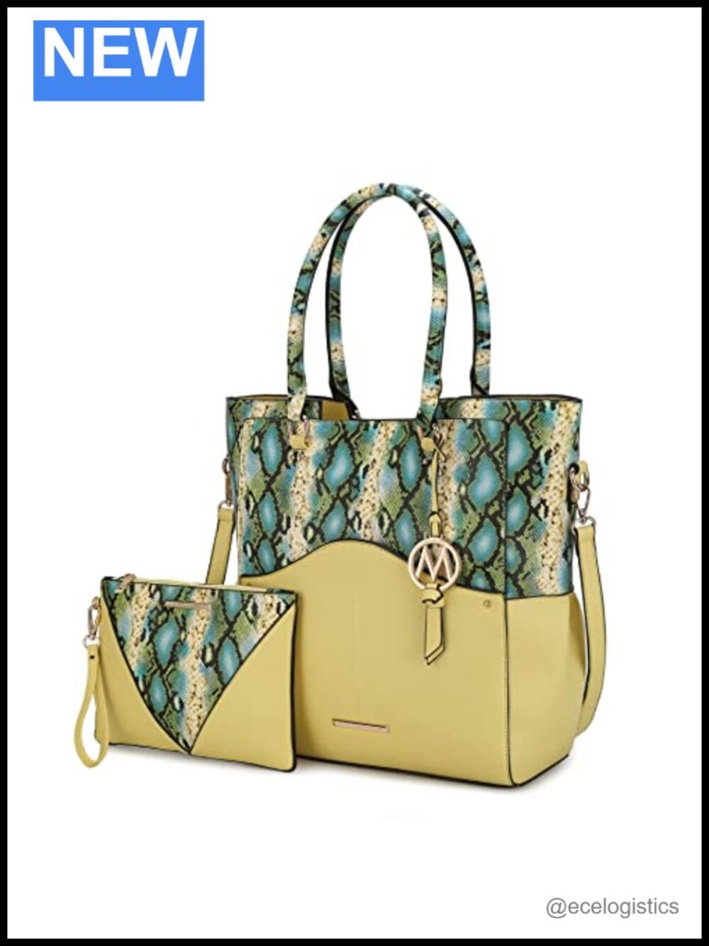 Vegan Leather Tote Bag & Matching Wristlet 2-Pc Set, Top Handle Shoulder Purse